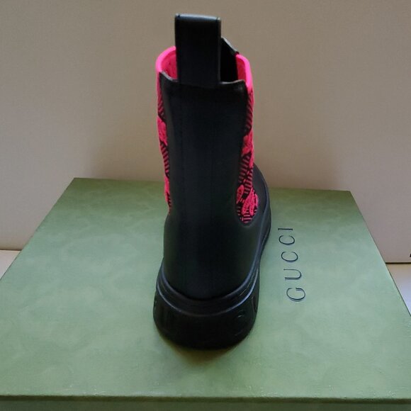 NIB Gucci Chelsea GG inlets black leather pull on booties IT 37 US 7 - Picture 5 of 8